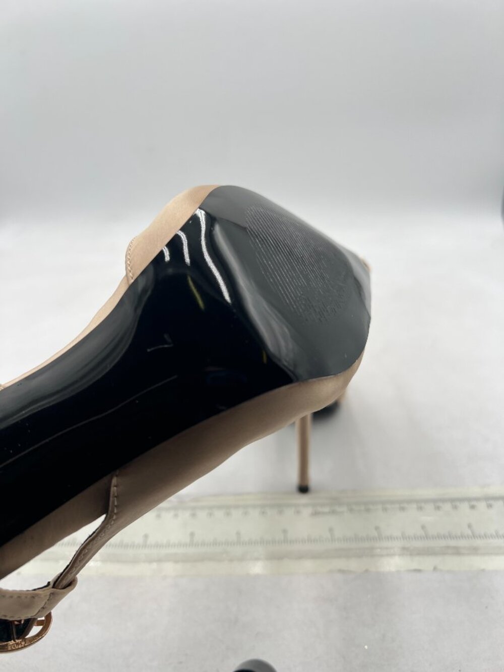 FSJ Light-khaki Satin Pointed Toe D'Orsay High Heel Slingback Pumps - Picture 6 of 8